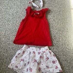 Red Top and Floral Skirt Set